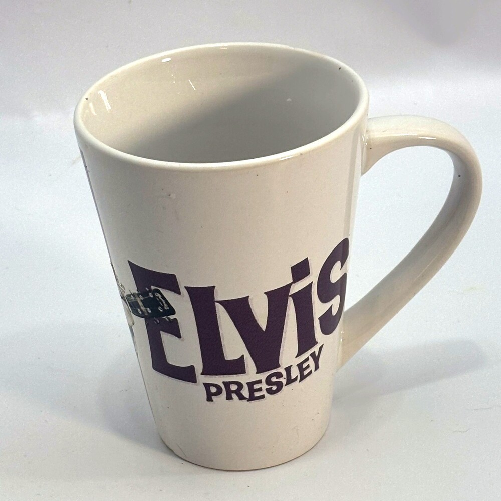 Elvis Presley Ceramic Mug with Guitar Image White
